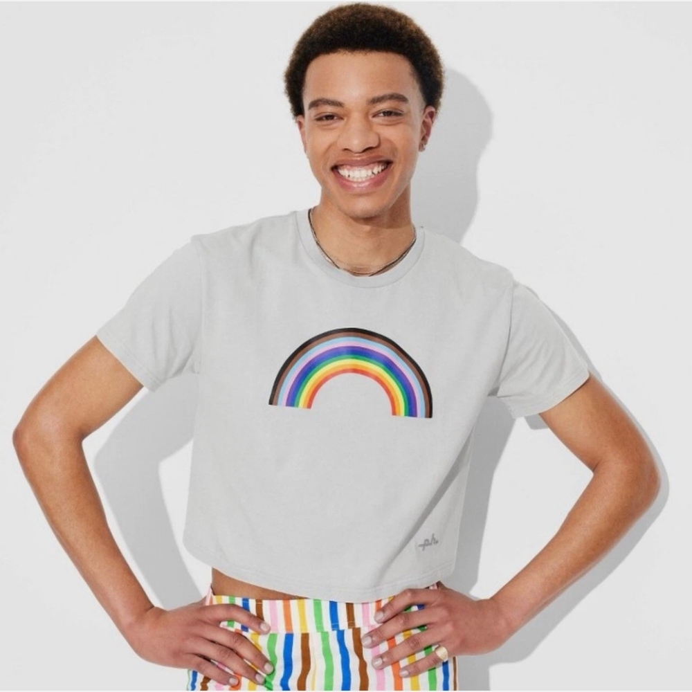 Pride XL The PHLUID Project Rainbow Cropped T-Shirt Unisex Gray 3004-Bk